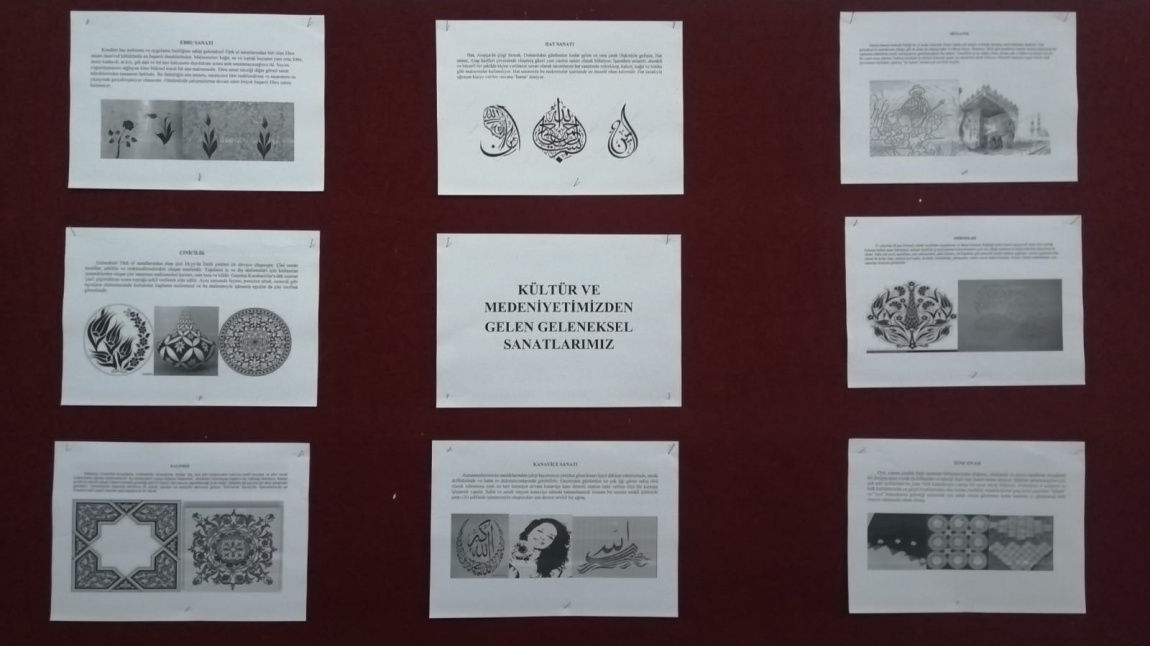 Geleneksel Türk Sanatları ilgili görseller okulumuz panosunda  sergilemiştir.